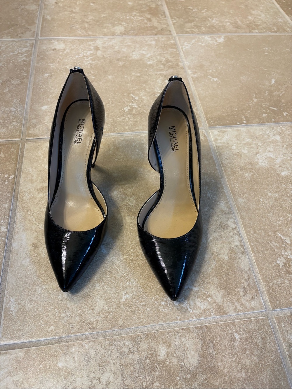MICHAEL Michael Kors Black Patent Pointed D'Orsay Heels